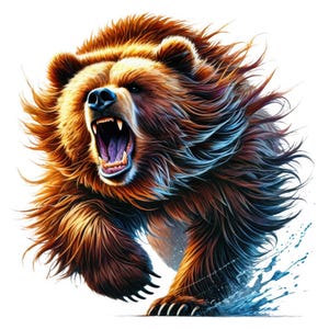 12 fichiers PNG/JPG | Clipart Ours en colère | Lot de cliparts ours agressif | Art animalier | Art animalier de la forêt | Imprimables | Utilisation commerciale