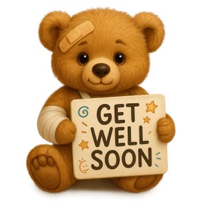12 Get Well Soon Teddy Bear Clipart Bundle, Feel Better Soon Clipart, Sick Bear with Bandage, Get Well Card Clipart, Teddy Bear Sublimation