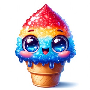 Lindos conos de nieve / 12 archivos JPG de alta calidad / Paquete de imágenes de conos de nieve kawaii / Arte de dulces de verano / Imprimibles / Uso comercial