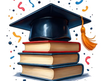 Graduation Cap Clipart, Graduation Hat Graphics, Commercial Use, Digital Download, 10 PNG