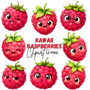 Kawaii hallon Clipart: Nyckfull bärgrafik, barnrumsdekor (digital nedladdning) 12 PNG