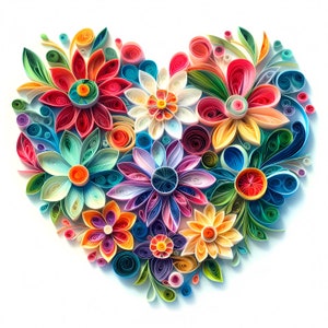 Quilling Heart Clipart - 12 hoogwaardige JPG's - Love Quilling Hearts Bundle - Kaarten maken, kunst aan de muur, Papercrafts, Digitale prints