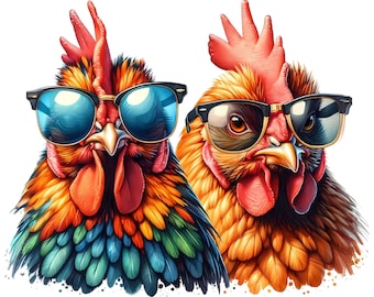 Chicken Clipart | Farm Animal Art, Sunglasses (Digital Download)