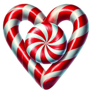 Clipart de coração de bengala doce | 12 JPGs de alta qualidade | Pacote de clipart de bengala doce em forma de coração fofo | Arte de Natal | Imprimíveis | Uso comercial