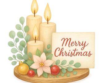 Christmas Candle Clipart: Festive Holiday Graphics (PNG - Digital Download)