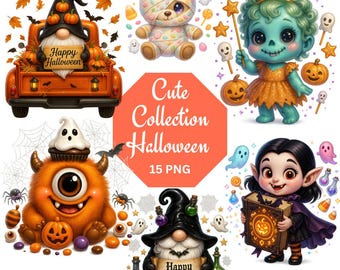 Halloween Clipart Collection, Spooky PNG Graphics (Commercial Use) (Digital Download)