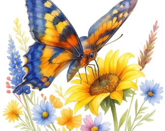 Imágenes prediseñadas de mariposas, gráficos de mariposas (descarga digital, uso comercial) Conjunto de 12 PNG