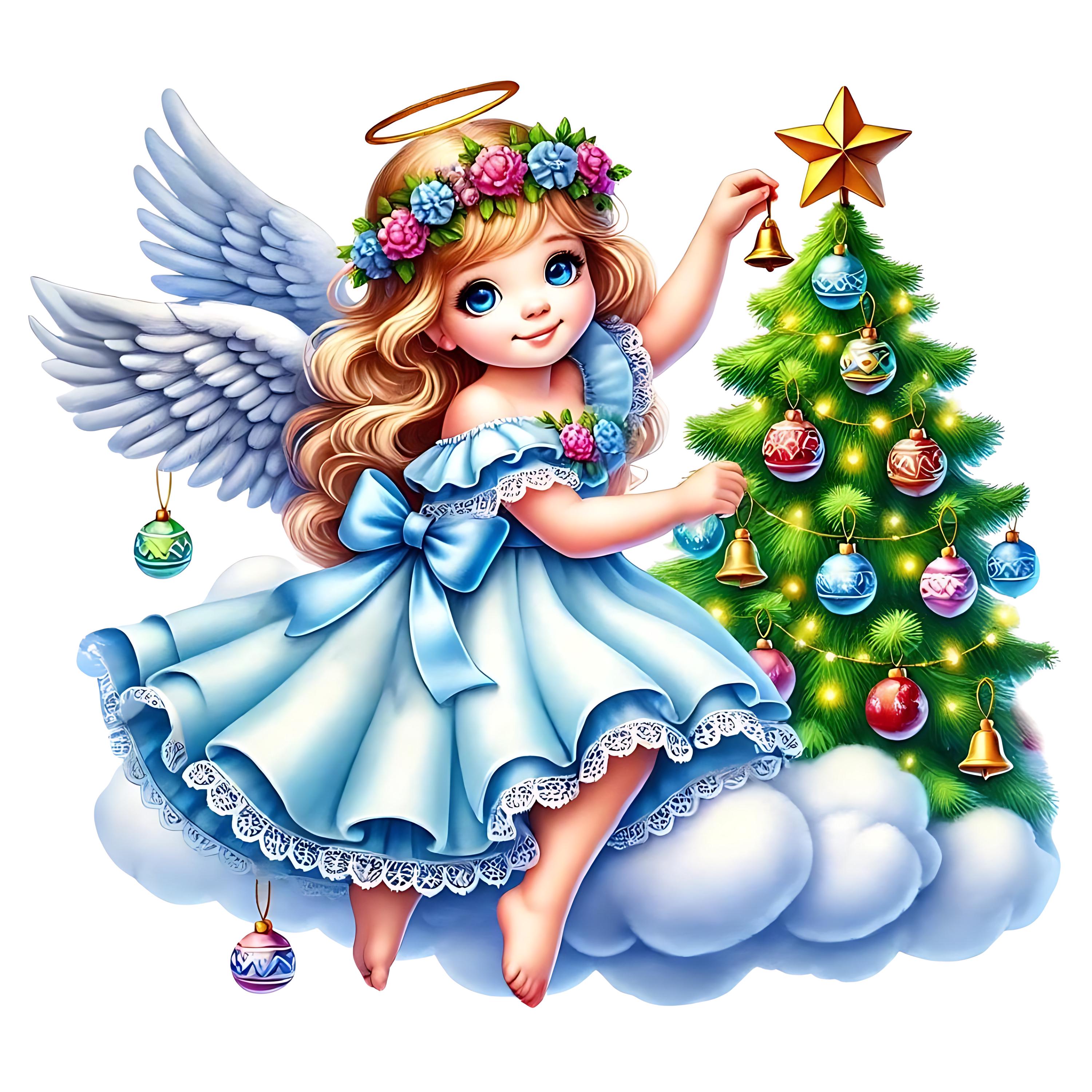 Cute Angel Christmas Clipart | Festive JPG Bundle (commercial Use