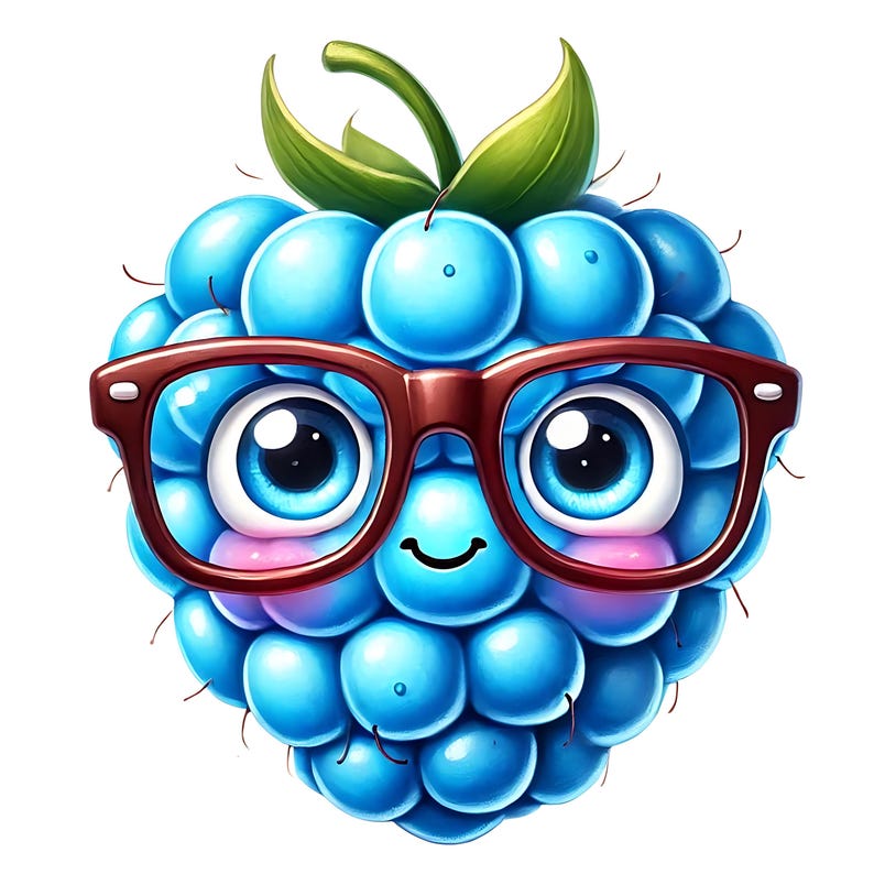 Cute Blue Raspberry Clipart | 11 High-quality Jpgs | Adorable Kawaii ...