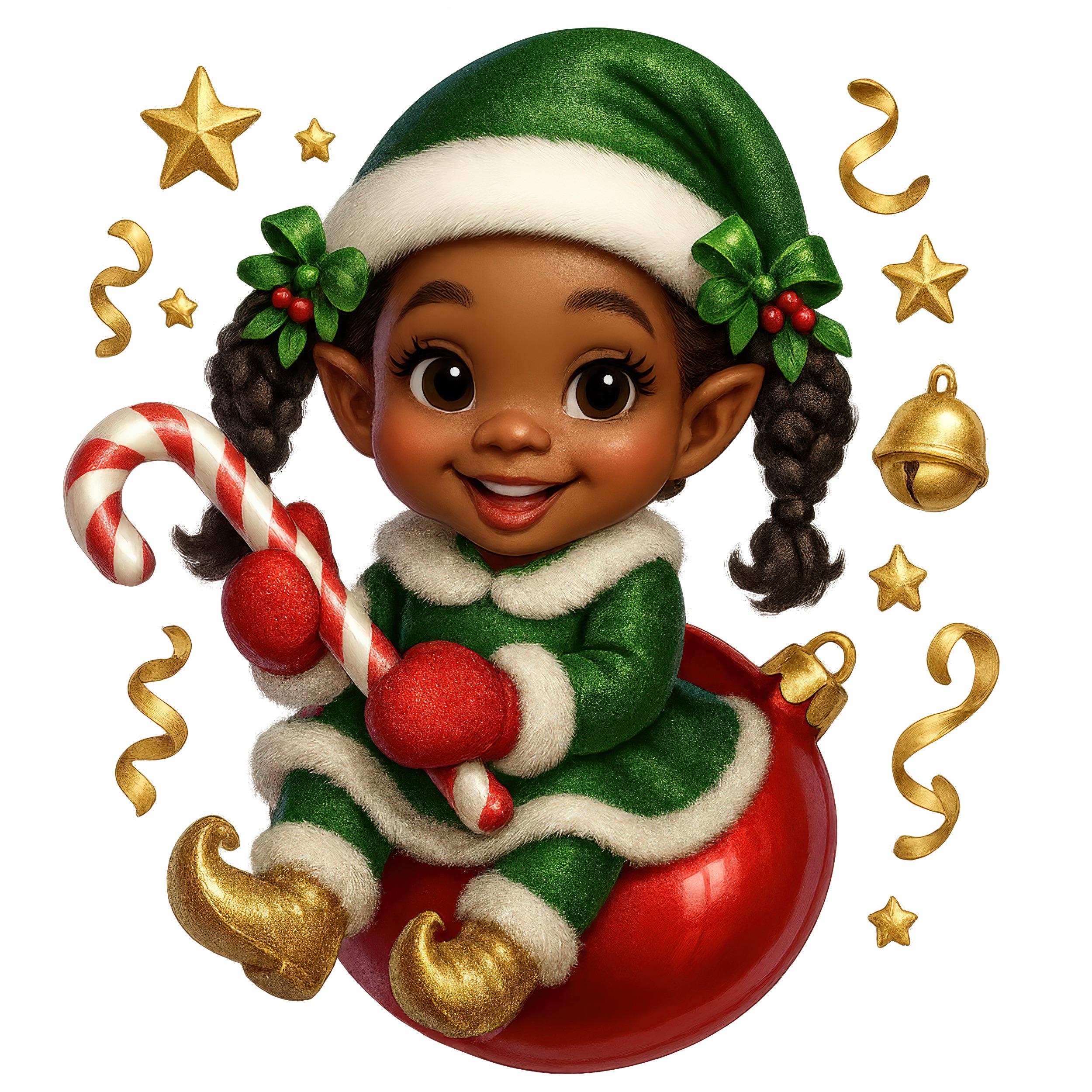 Black Elf Girl Christmas Clipart: African American Holiday PNG (set of 12)  (instant Download) - Etsy Israel, image size:2500x2500