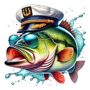 12 fichiers PNG/JPG | Lot de cliparts poisson bar cool | Conception de t-shirt | Bar PNG | Art de la pêche | Sublimation | Amusant bar, usage commercial.