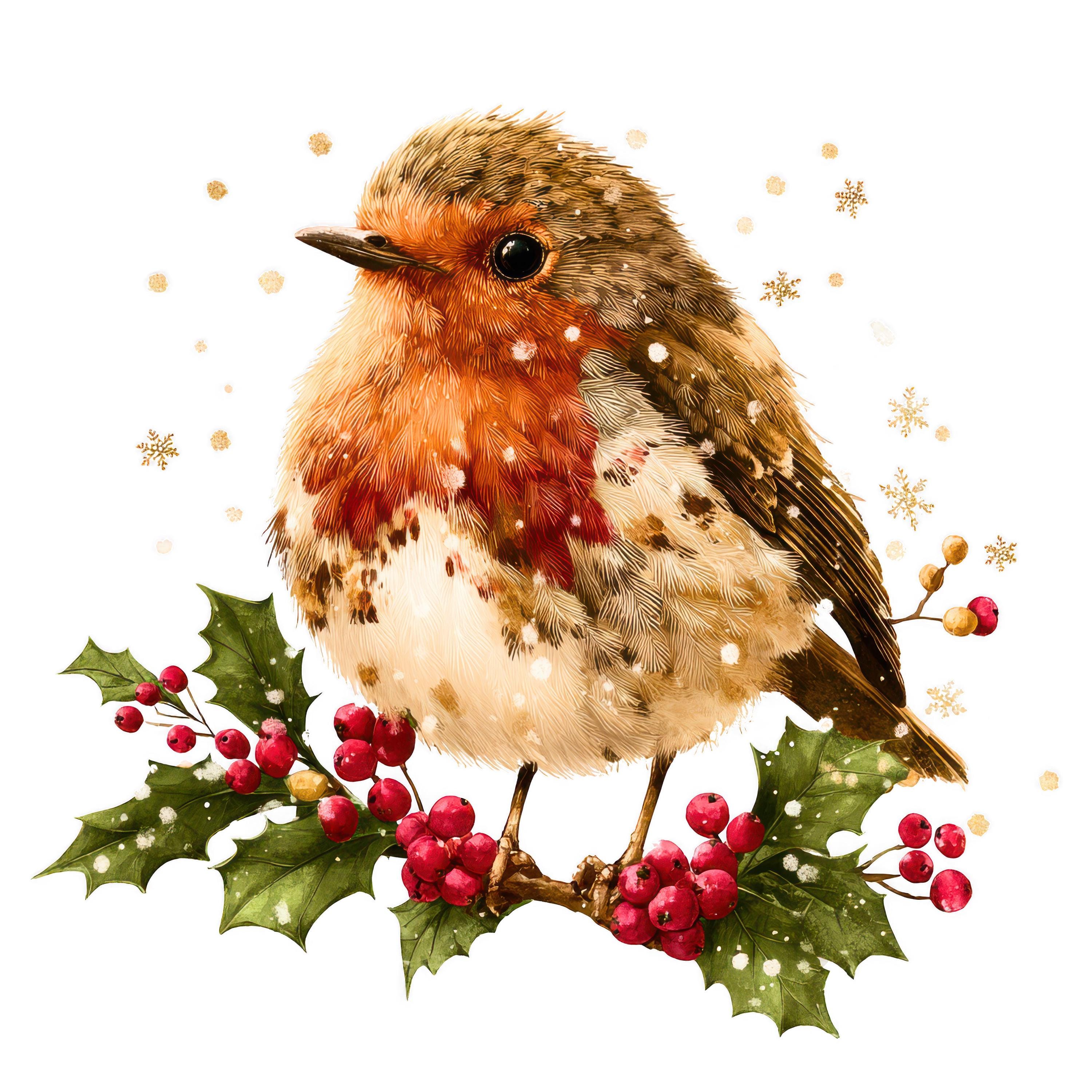 Christmas Robin Clipart: Holiday Bird Graphics (digital Download) 12 ...