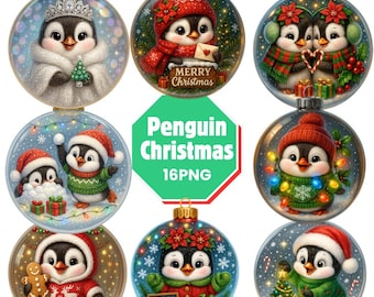 Christmas Penguin Clipart Bundle: Festive Penguin Winter PNGs (Digital Download) (Commercial Use)