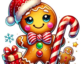Cute Gingerbread Man Clipart Bundle | Holiday JPGs (Commercial Use)