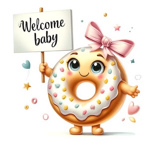 Welcome Baby Clipart / 11 JPG di alta qualità / Pacchetto Clipart / Arte murale / Decorazione per la cameretta dei bambini / Baby Shower / Celebrazione del bambino / Uso commerciale