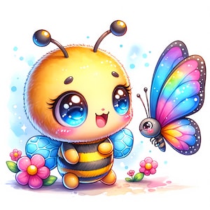 Cute Bee Clipart - 10 High-Quality JPGs - Adorable Bee Clipart Bundle - Cartoon Bees - Card Making - Digital Paper Craft, Commercial License