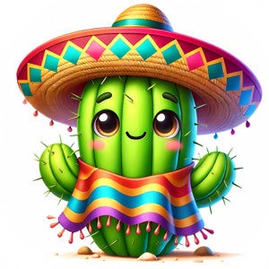 Clipart di cactus carino / 12 JPG di alta qualità / Pacchetto di clipart di cactus adorabile / Arte murale / Arte carina del deserto / Materiali stampabili / Uso commerciale