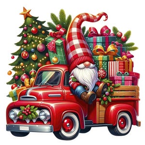 Gnomo navideño y camión Clipart / 13 diseños de alta calidad / Paquete festivo de gnomos navideños / Gnomo de invierno / Arte festivo / Uso comercial