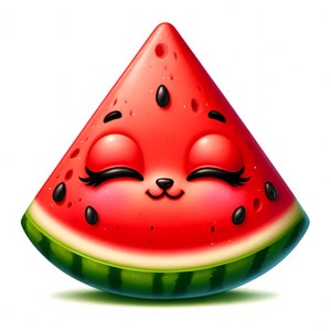 Clipart de sandía adorable / 12 archivos JPG de alta calidad / Paquete de clipart / Decoración infantil / Arte de frutas de verano / Imprimibles / Uso comercial