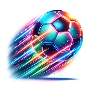 Clipart de balón de fútbol neón / 12 JPG de alta calidad / Paquete de imágenes de balón de fútbol vibrantes / Manualidades de papel / Arte deportivo / Imprimible / Uso comercial