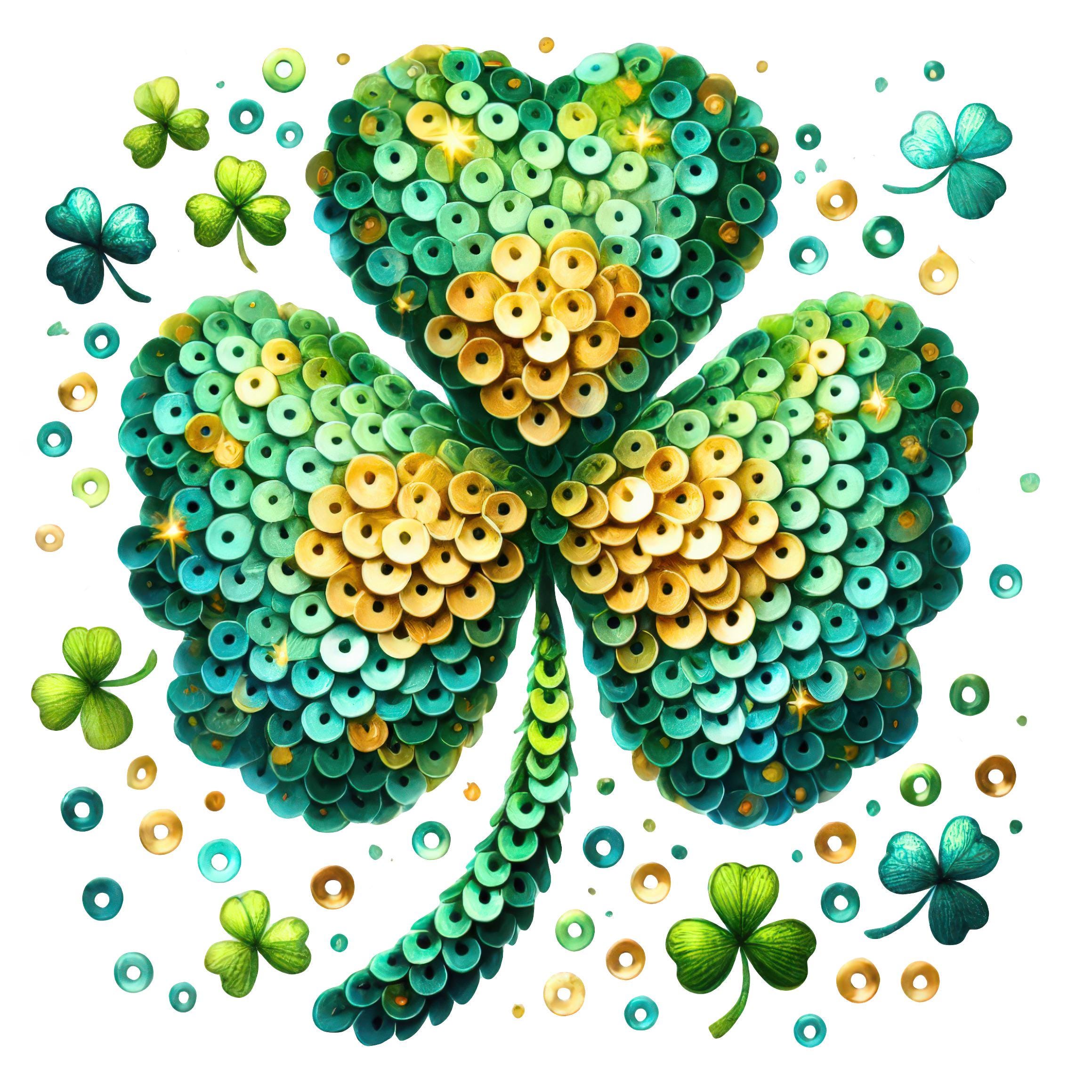 Glitter Sequin Shamrock Clipart: St Patrick's Day Designs (digital ...