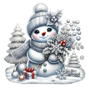 Christmas Snowman Clipart | 11 High-Quality PNGs | Festive Christmas Snowman Clipart Bundle | Winter Snowman | Holiday Art | Commercial Use