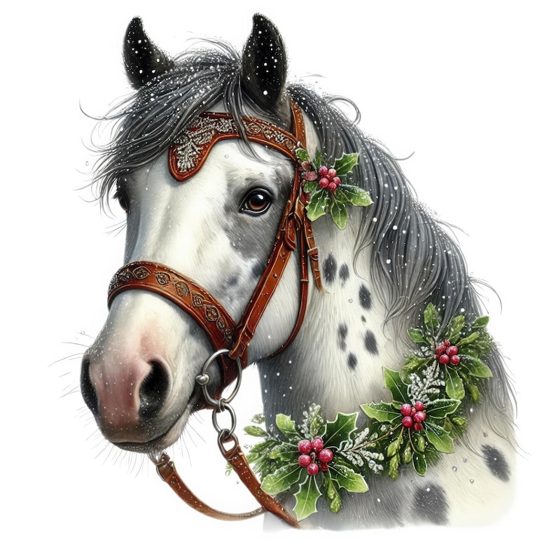 Christmas Horse Clipart Bundle: Festive Holiday Horses (digital ...