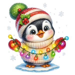 Christmas Penguin Clipart Bundle: Festive Winter PNGs (Digital Download, 2500x2500 px, 300 dpi