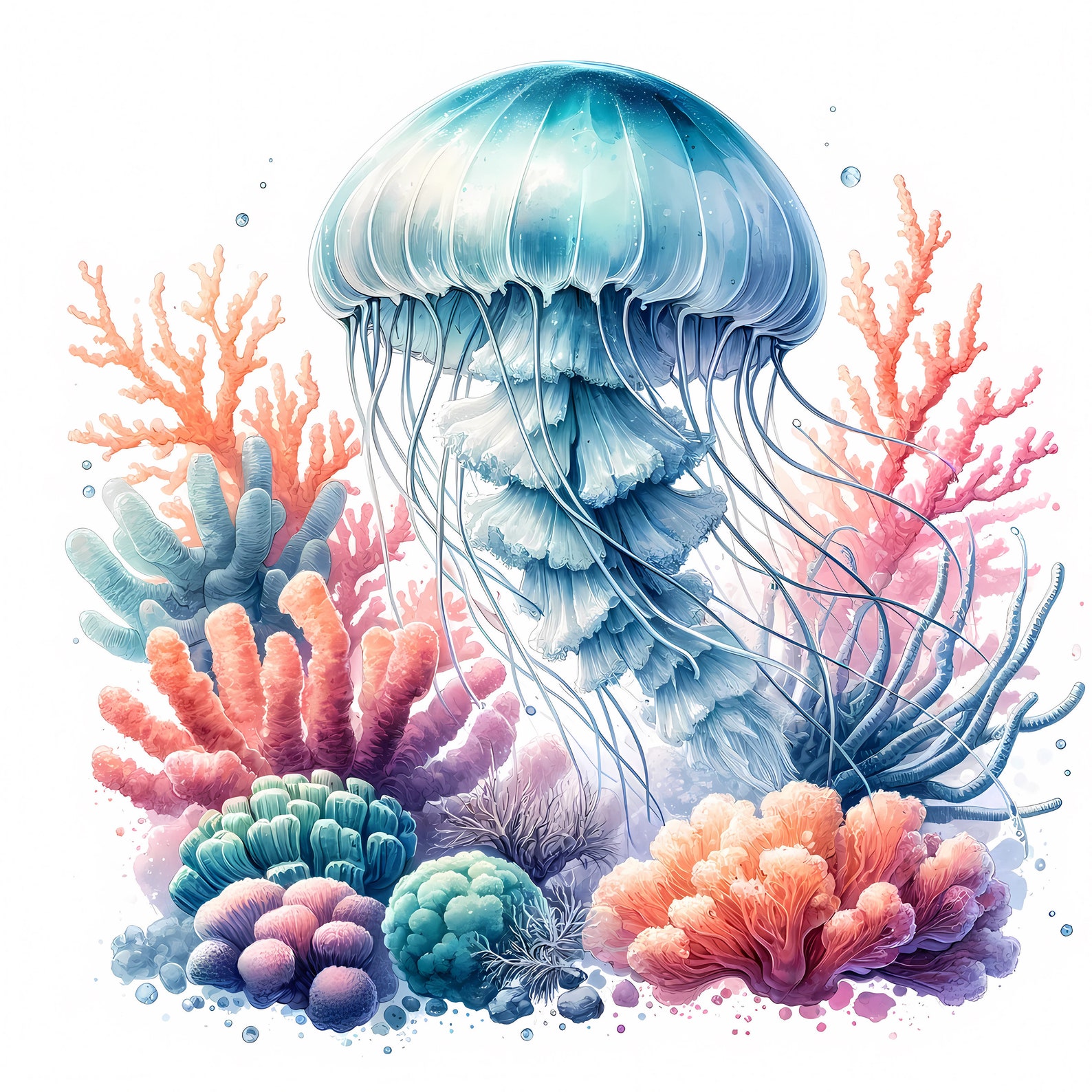 Colorful Jellyfish Clipart Bundle – High-quality Jpgs (digital Download ...