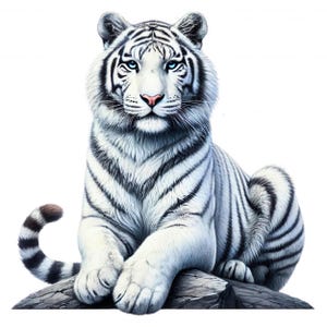 Watercolor White Tiger Clipart | 12 High-Quality Designs | Majestic White Tiger Clipart Bundle | Wildlife Art, Tiger Lover, Digital Download