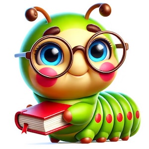 Imágenes prediseñadas de oruga adorable / 13 archivos JPG de alta calidad / Paquete de imágenes de orugas adorables / Arte infantil / Imprimibles / Uso comercial