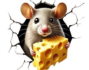Funny Mouse Clipart, Cracked Wall Mouse Graphic,  (Digital Download, 12 JPG)