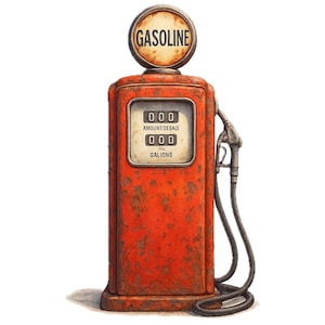 10 Gas Pump Clipart Bundle, Retro Gas Pump, Vintage Gas Pump PNG, Classic Fuel Pump Clipart, Old Gas Station Pump PNGs, Fueling Station Art