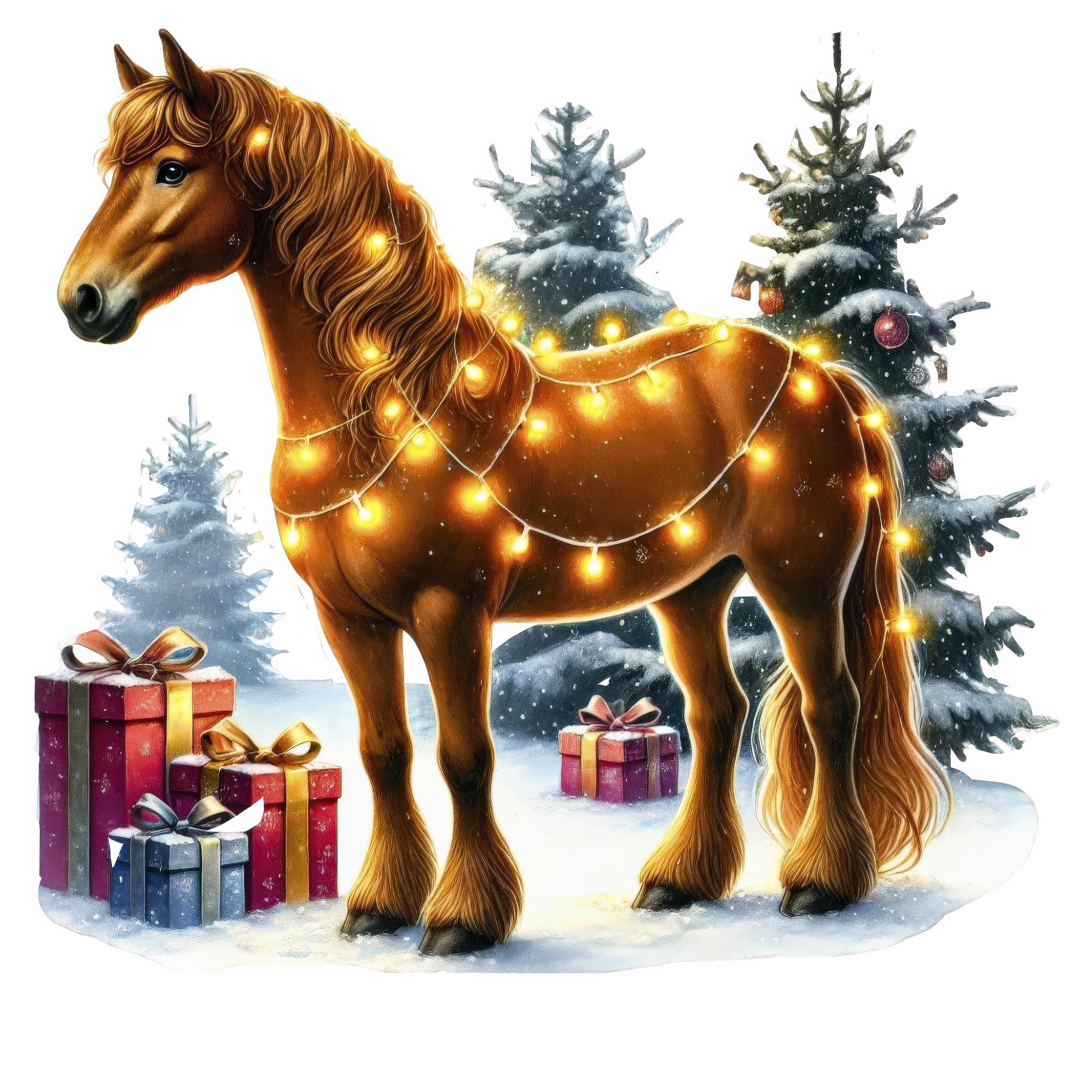 Christmas Horse Clipart Bundle: Festive Holiday Horses (digital ...