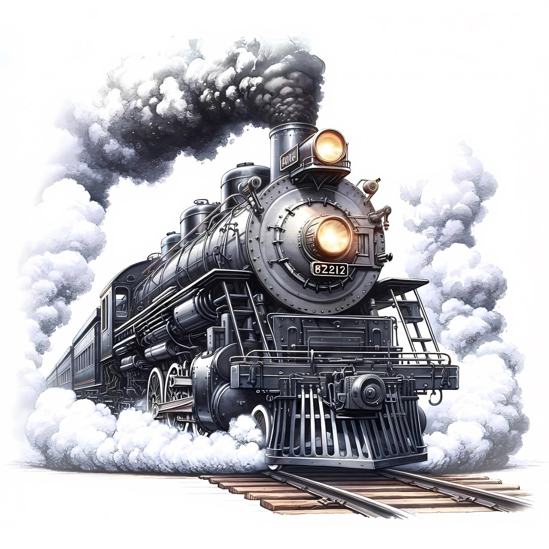 Vintage Train Clipart - 12 High-quality Jpgs - Historical Vintage Train ...