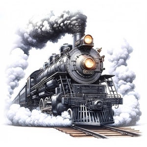Vintage Train Clipart - 12 High-quality Jpgs - Historical Vintage Train ...