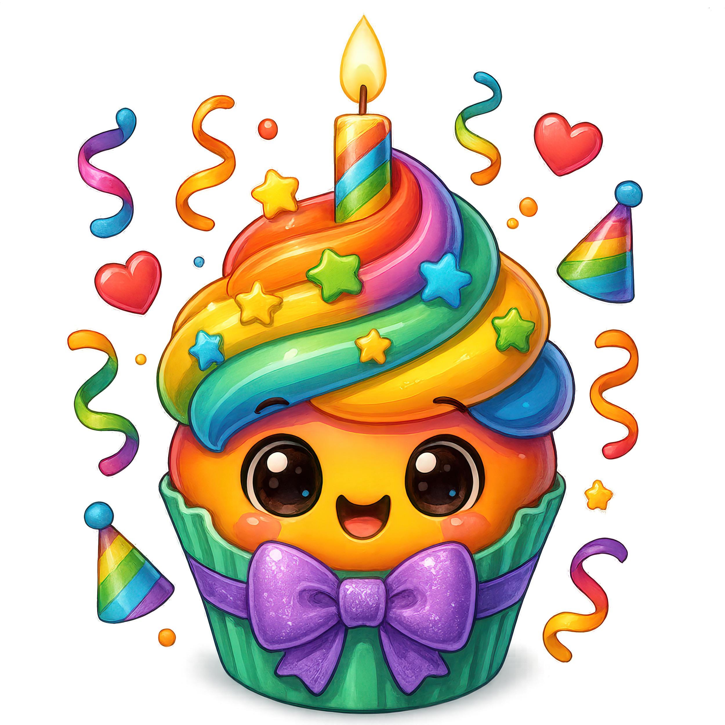 Watercolor Birthday Cupcake Kids Clipart Bundle: 12 PNG Digital ...