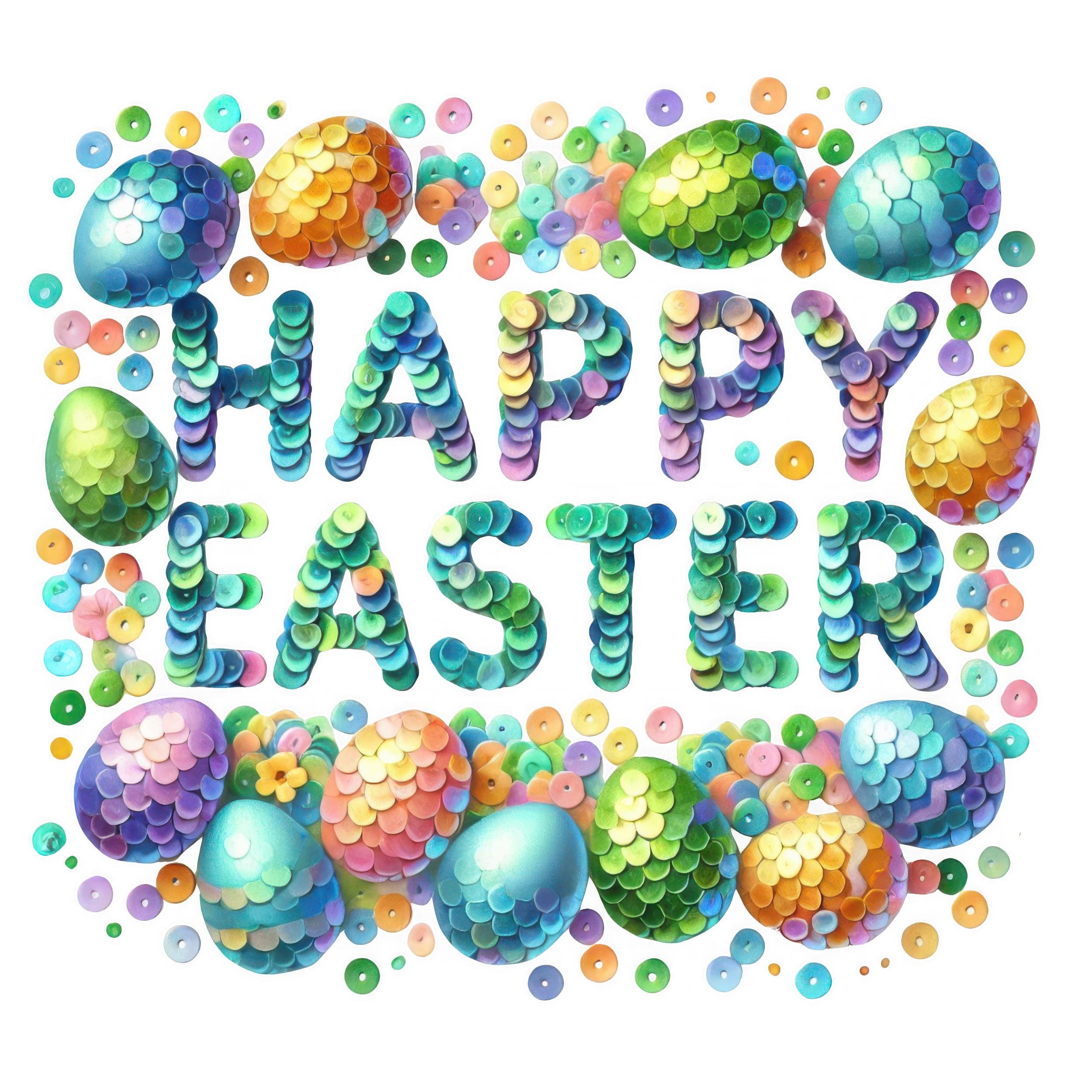 10 Floral Happy Easter Clipart: Glitter Easter Eggs (PNG, Digital ...