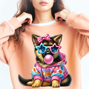 Cute German Shepherd PNG, Coquette German Shepherd Png, Funny German Shepherd, German Shepherd Easter, Sublimation Shirt, Digital Download