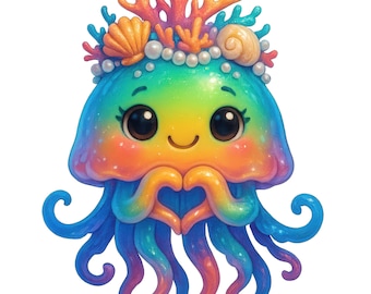 Cute Jellyfish Clipart Bundle | Ocean PNGs (Commercial Use)