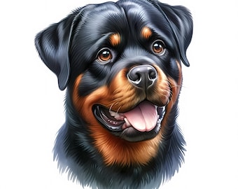 Elegant Rottweiler Watercolor Clipart Bundle (Digital Download, Commercial Use) 11 JPG