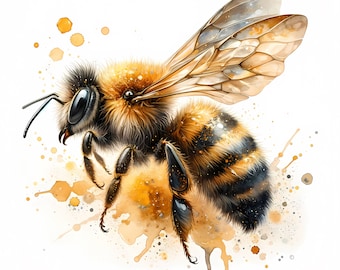 Clipart de acuarela de abejas / JPG de alta calidad para uso comercial (impresiones digitales)
