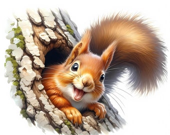 3D Squirrel Clipart | Adorable JPGs, Commercial Use (Digital Download)