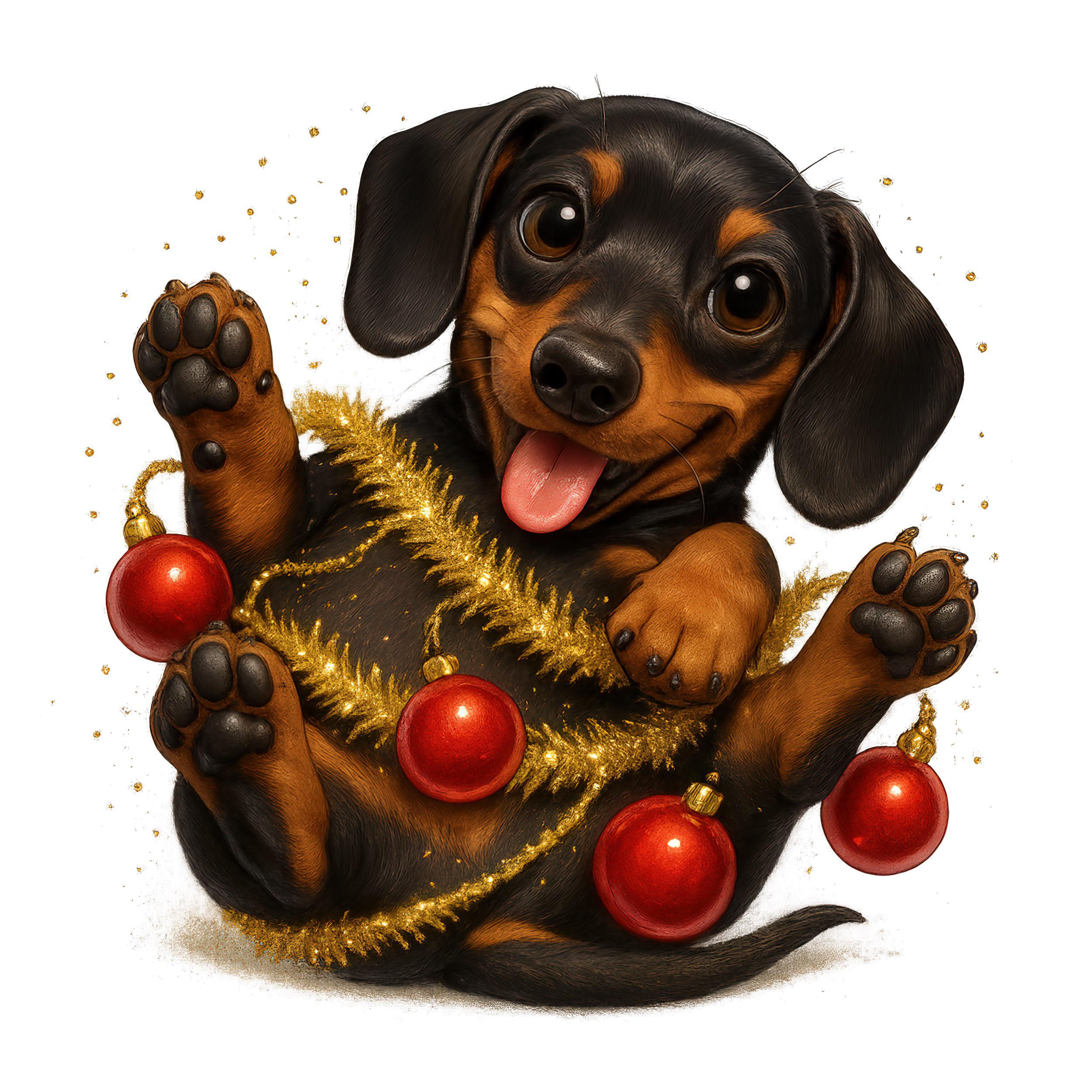 Christmas Dachshund Clipart Bundle: Holiday Wiener Dog PNG (instant ...