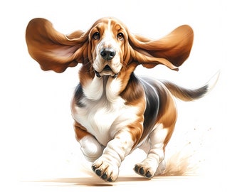 Basset Hound Dog Clipart - 10 High-Quality JPGs - Digital Download - Card Making, Clip Art, Digital Paper Craft, Commercial License