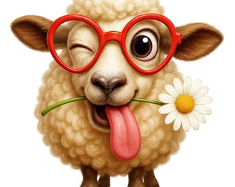 Funny Sheep Clipart Bundle: Playful Farm Sheep PNG (Digital Download, Set of 11)