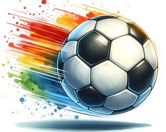 Imágenes prediseñadas de balón de fútbol – JPG, gráficos deportivos (descarga digital)