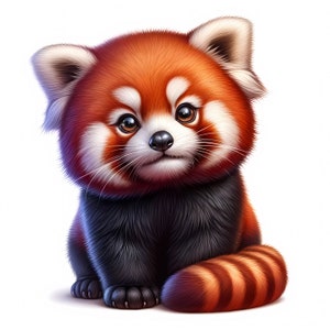 Paquete de imágenes prediseñadas de un adorable panda rojo: 10 imágenes JPG de alta calidad. Decoración infantil. Arte de animales del bosque. Imprimibles. Uso comercial.
