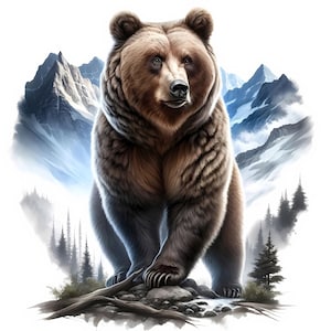Clipart orso bruno / 12 JPG di alta qualità / Majestic Brown Bear Clipart Bundle / Arte murale / Decorazione della fauna selvatica / / Stampabili / Uso commerciale