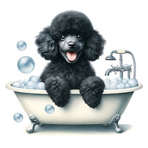 Hund in der Badewanne Clipart | 12 hochwertige JPGs | Süßer Hund Baden Clipart | Wandkunst | Badezimmer Dekor | Papiermodelle | Kommerzielle Nutzung